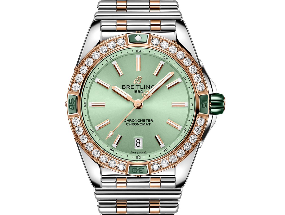 Breitling Super Chronomat 38mm Diamond Watch with Mint Dial