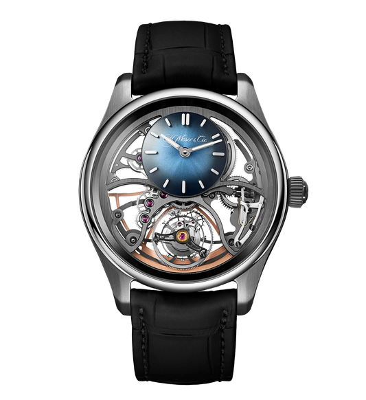 H. Moser & Cie. Pioneer Cylindrical Tourbillon Skeleton, 43mm with Leather Strap