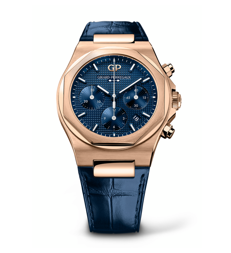 Girard-Perregaux Laureato Chronograph 42mm Watch with Blue Leather Strap
