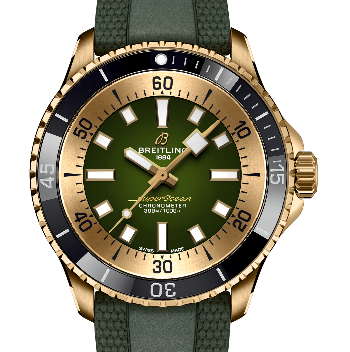 Breitling Superocean Bronze Green on Rubber Watch, 42mm