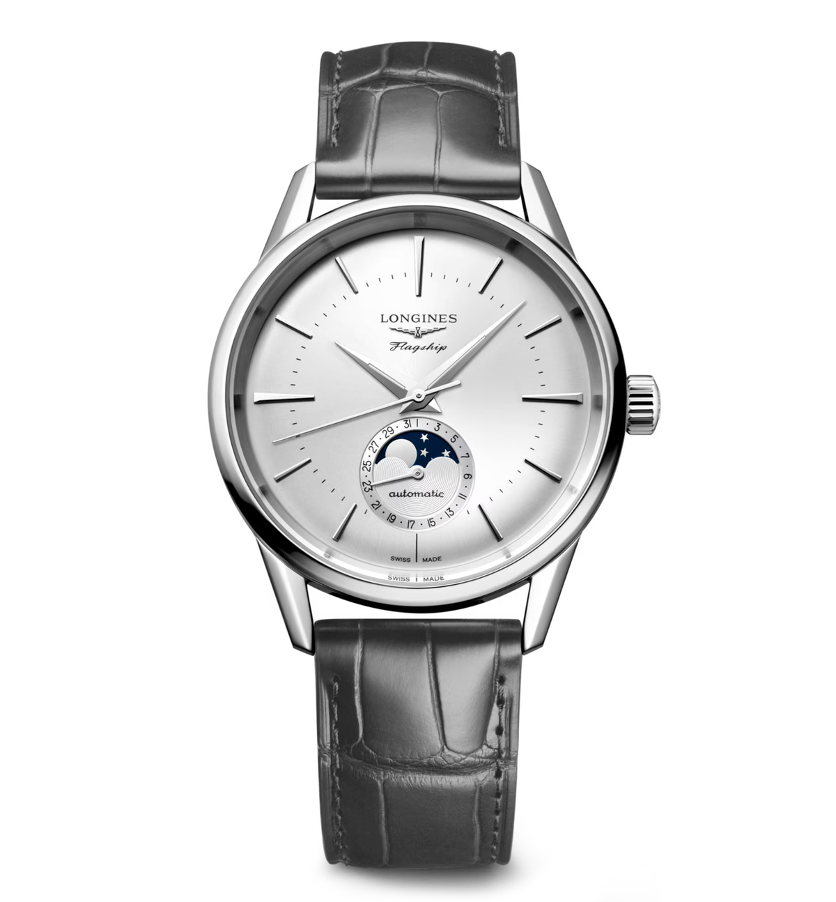 Longines Flagship Heritage 38.50mm Watch with Black Leather Strap