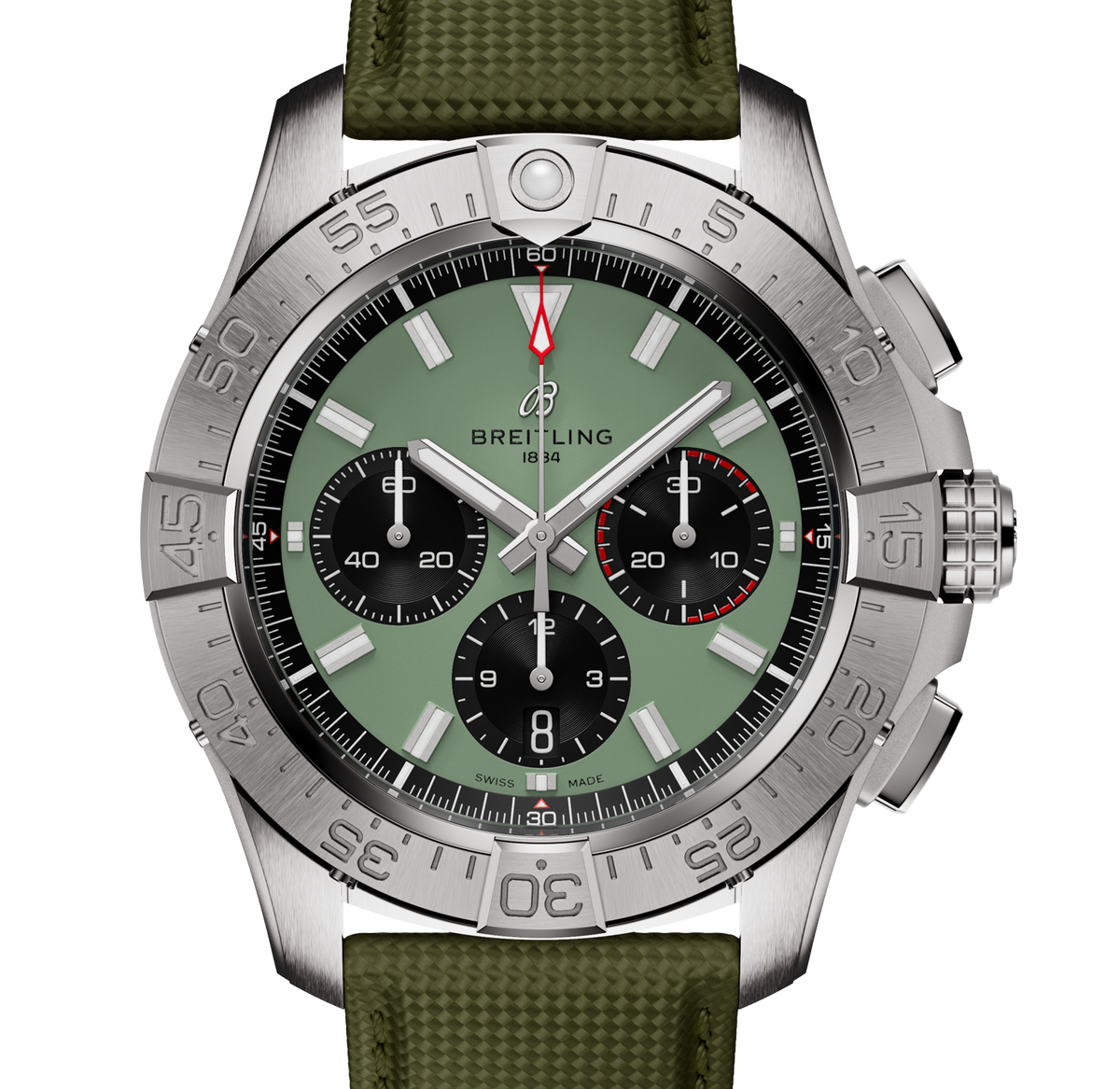 Breitling Avenger B01 Chronograph 44mm Watch with Green Strap