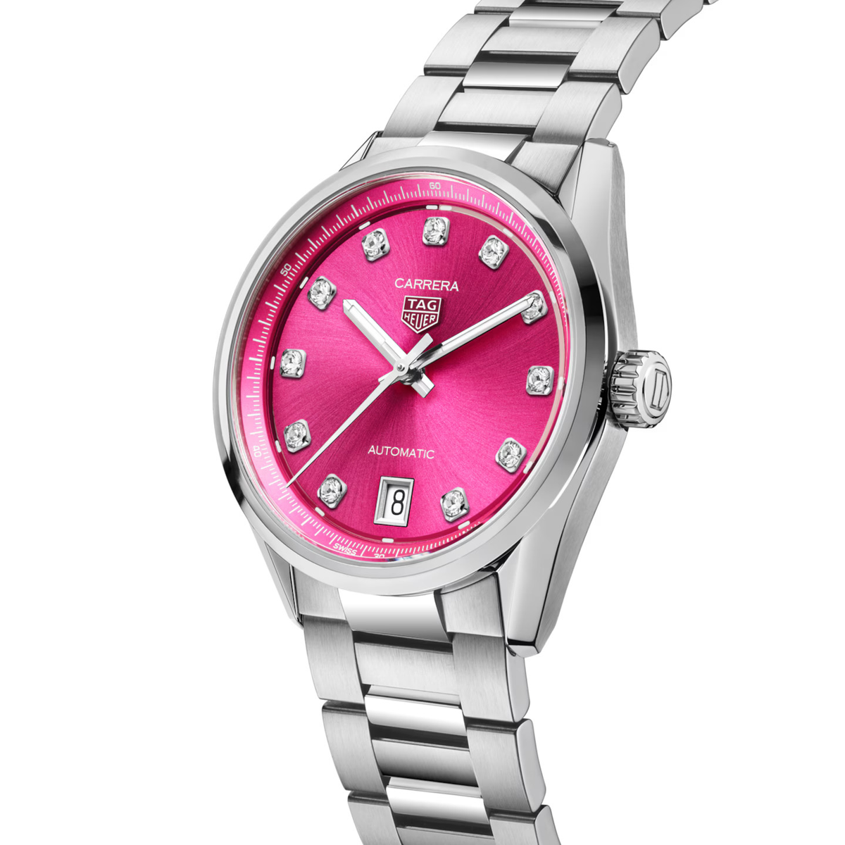 TAG Heuer Carrera Date Watch with Hot Pink Dial