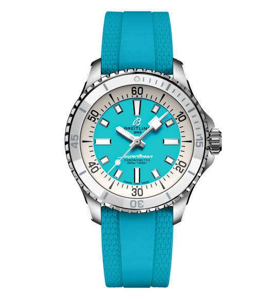 Breitling Superocean Turquoise on Rubber Watch, 36mm